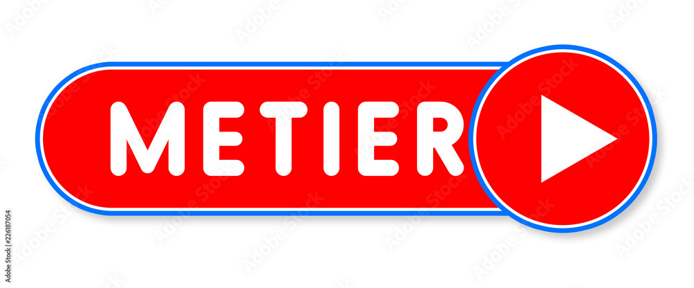 Metier - white text written on a red banner on white background Metier - white text written on a red banner on white background