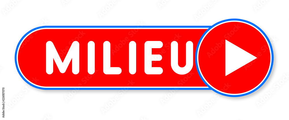 Milieu - white text written on a red banner on white background Milieu - white text written on a red banner on white background