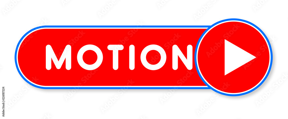 Motion - white text written on a red banner on white background Motion - white text written on a red banner on white background