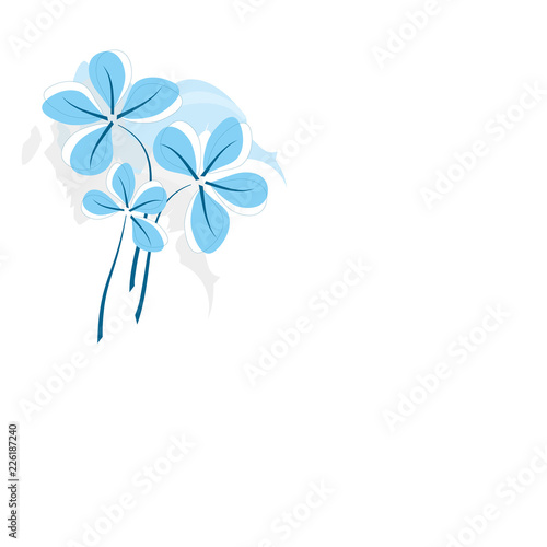 Karte mit Blumenstrauß und blauen Blüten