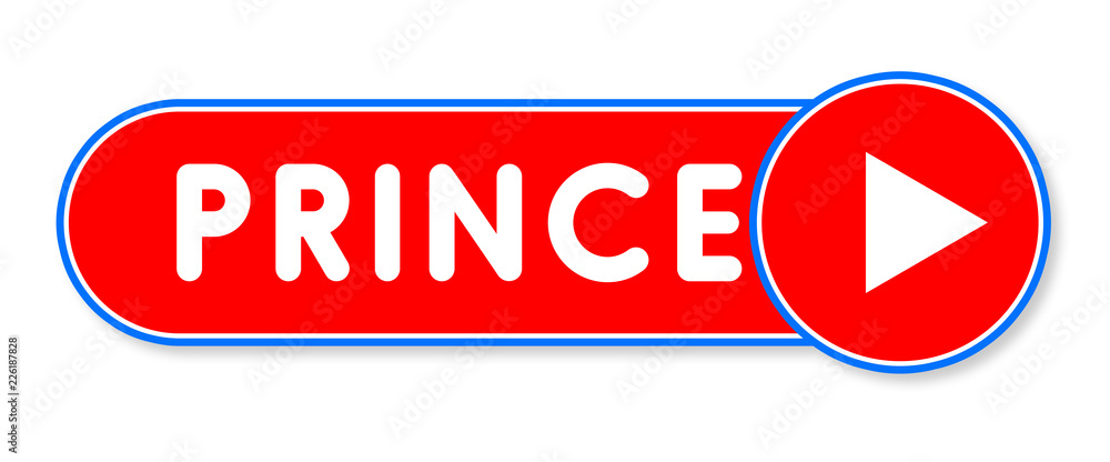 Prince - white text written on a red banner on white background Prince - white text written on a red banner on white background