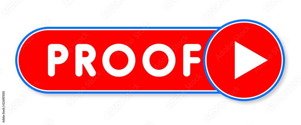 Proof - white text written on a red banner on white background Proof - white text written on a red banner on white background