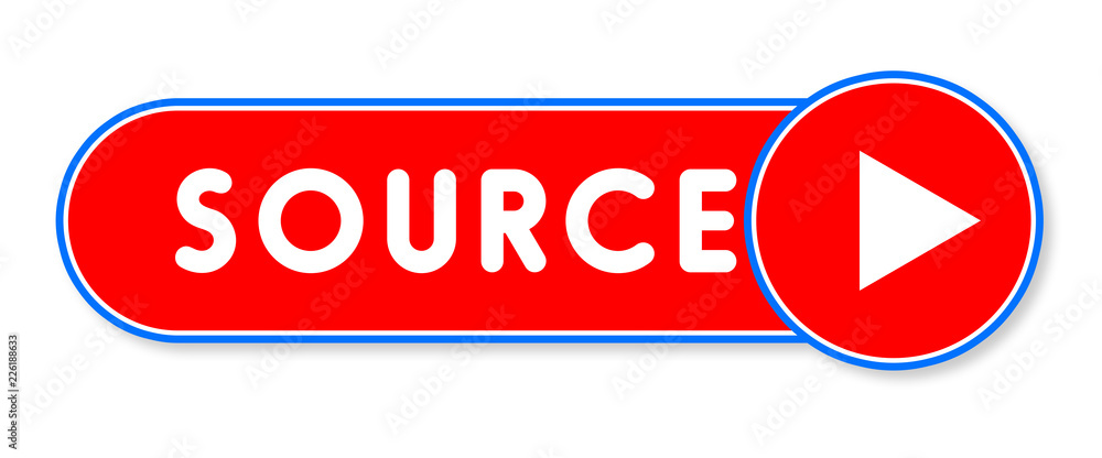 Source - white text written on a red banner on white background Source - white text written on a red banner on white background