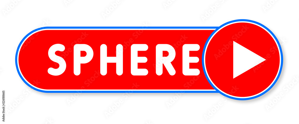 Sphere - white text written on a red banner on white background Sphere - white text written on a red banner on white background