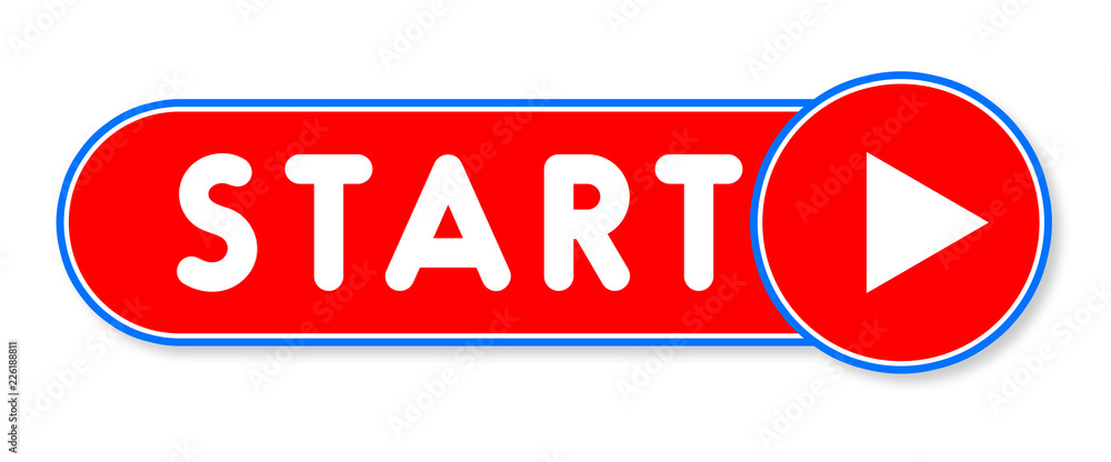 Start - white text written on a red banner on white background Start - white text written on a red banner on white background