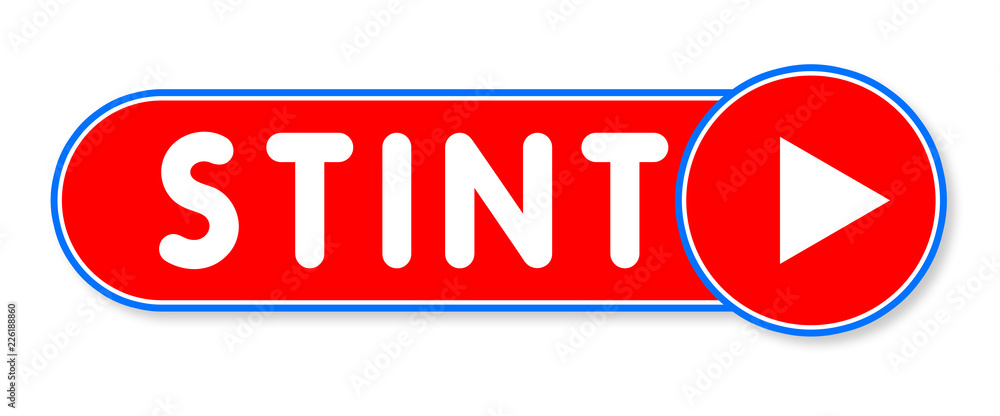 Stint - white text written on a red banner on white background Stint - white text written on a red banner on white background