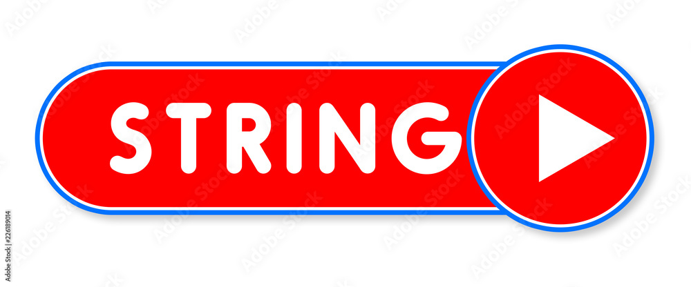 String - white text written on a red banner on white background String - white text written on a red banner on white background