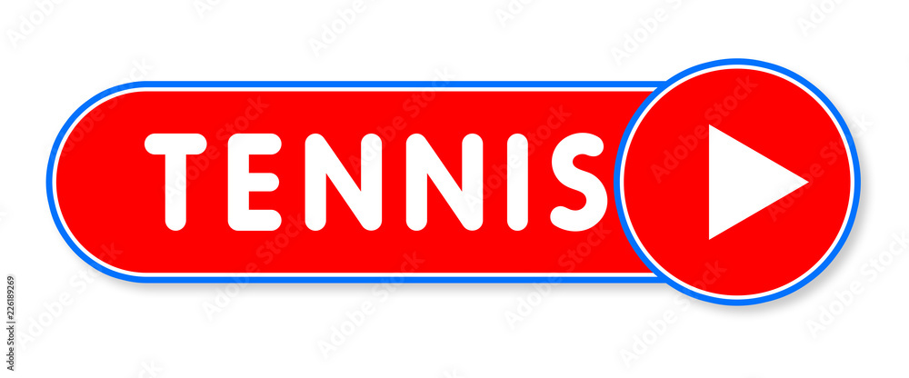 Tennis - white text written on a red banner on white background Tennis - white text written on a red banner on white background