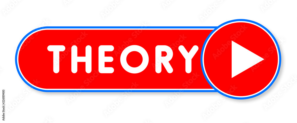 Theory - white text written on a red banner on white background Theory - white text written on a red banner on white background