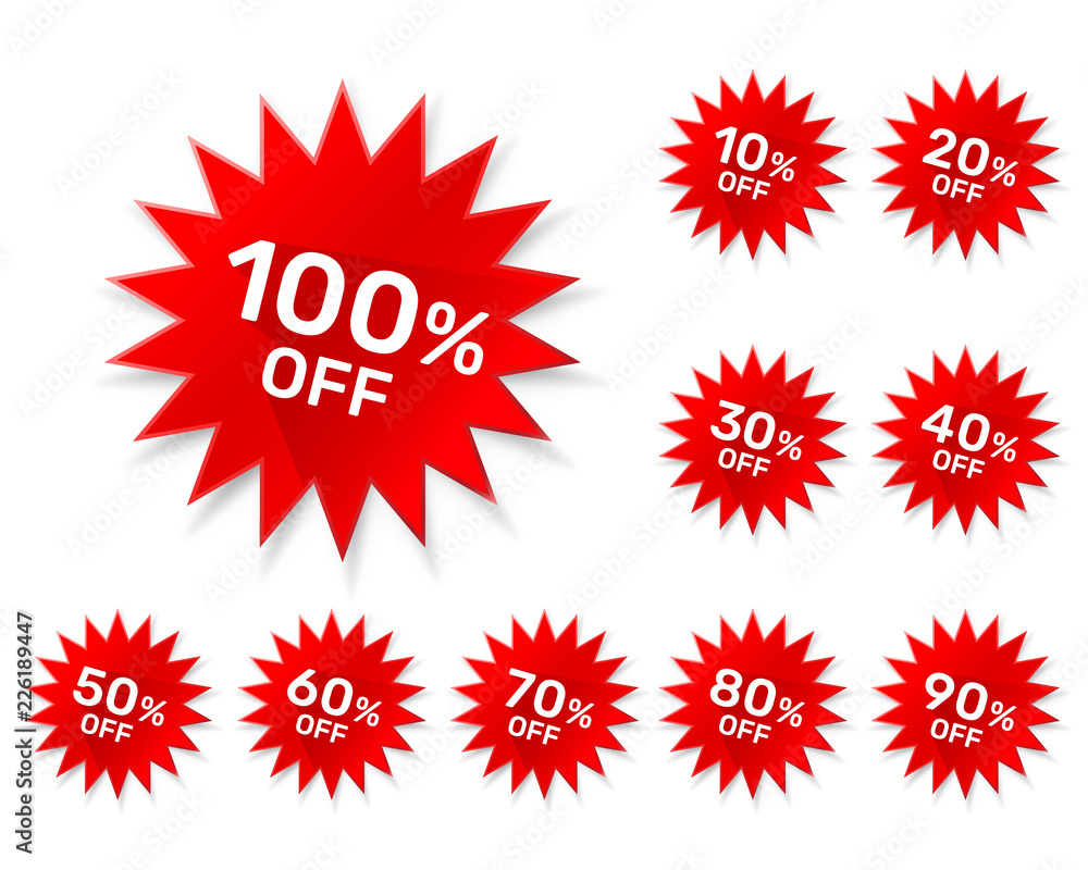 Promotional round stickers on white background, set pack. Vector illustration Promotional round stickers on white background, set pack. Vector illustration