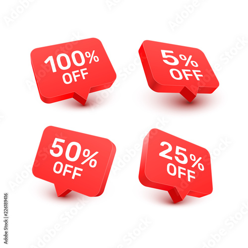 Banner 100 5 50 25 off with share discount percentage. Vector illustration
