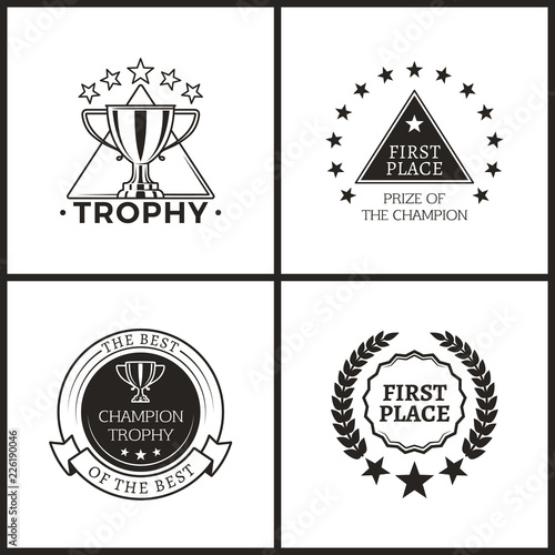 Trophy and Prize of Champion Monochrome Logos