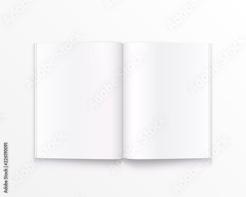 Open paper book with text art. Vector illustration