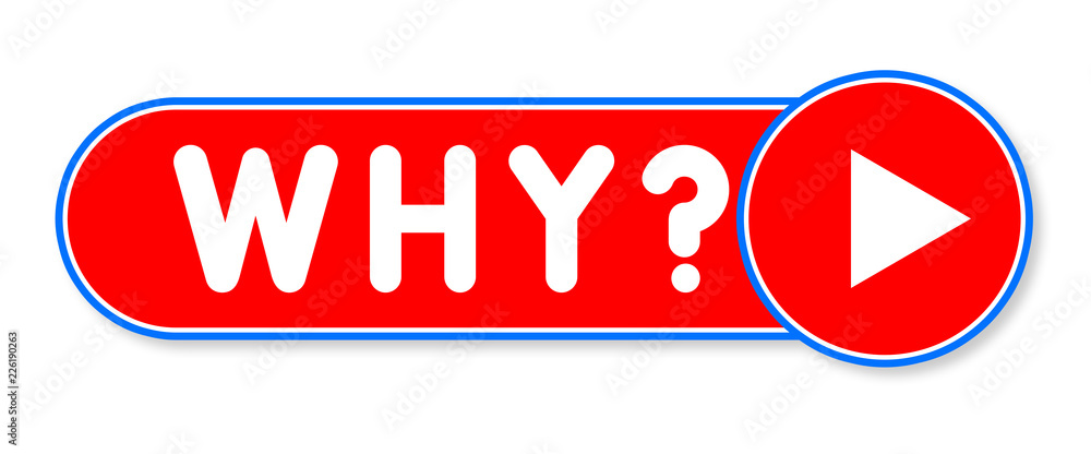 Why? - white text written on a red banner on white background Why? - white text written on a red banner on white background