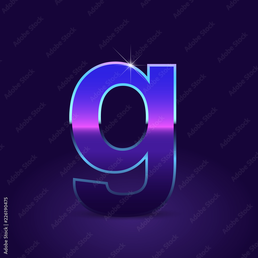 80's retro letter G lowercase vector font isolated on dark violet background 80's retro letter G lowercase vector font isolated on dark violet background