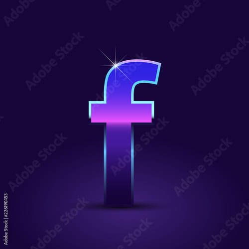 80's retro letter F lowercase vector font isolated on dark violet background