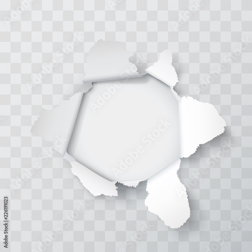 Explosion paper hole on the Transparent background. Vector illustration