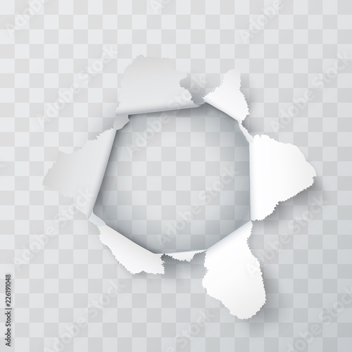 Explosion paper hole on the Transparent background. Vector illustration photo