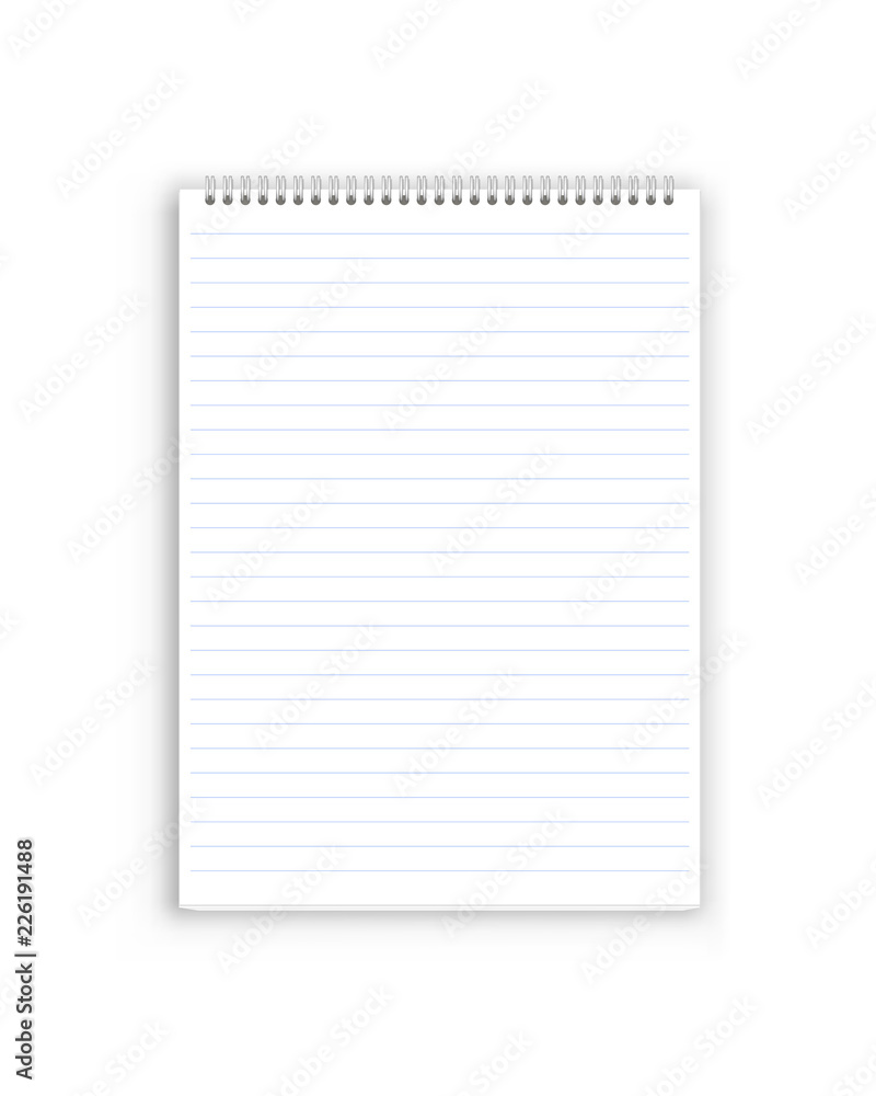 Blank realistic spiral notepad notebook isolated on white. Vector illustration Blank realistic spiral notepad notebook isolated on white. Vector illustration