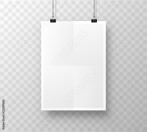 Paper poster A4 on the white transparent background. Vector illustration
