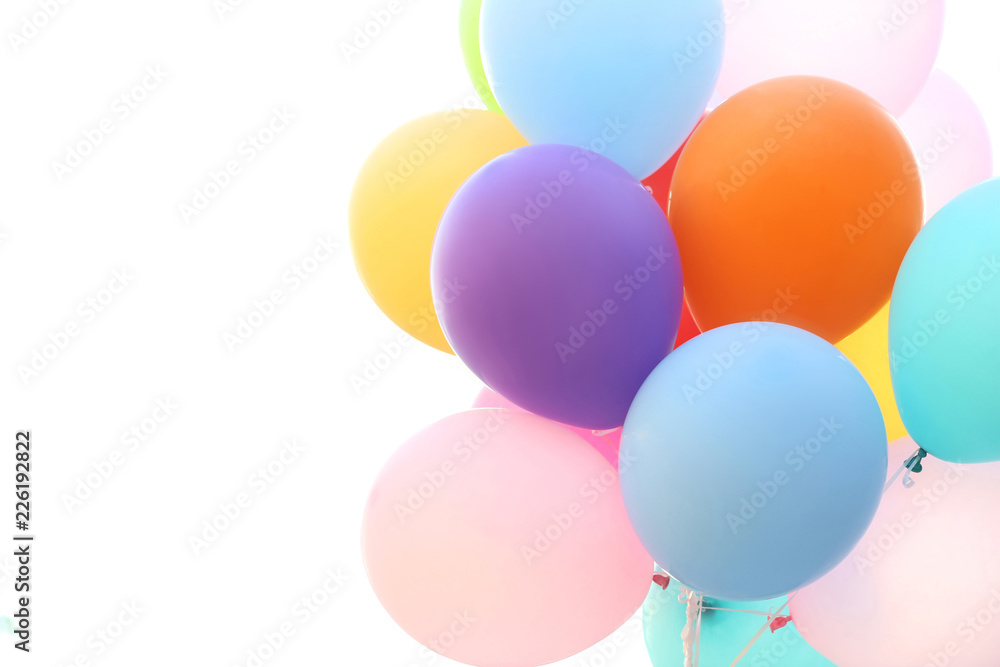 Colored rubber balloons on white background Colored rubber balloons on white background