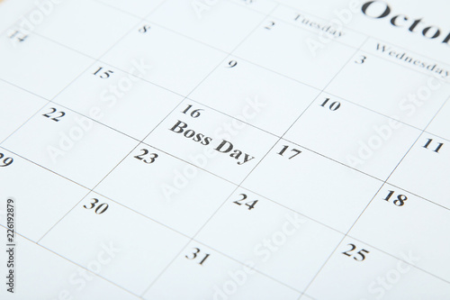Inscription Boss Day in calendar