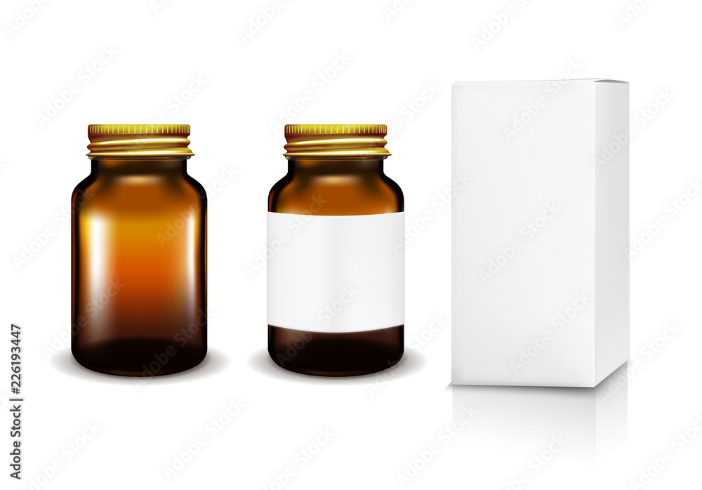 Vector glass jar with white box for cosmetics and medicines Vector glass jar with white box for cosmetics and medicines