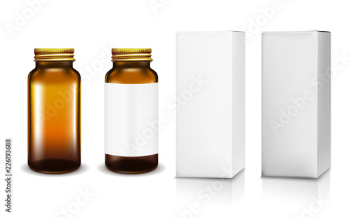 Vector glass jar with white box for cosmetics and medicines