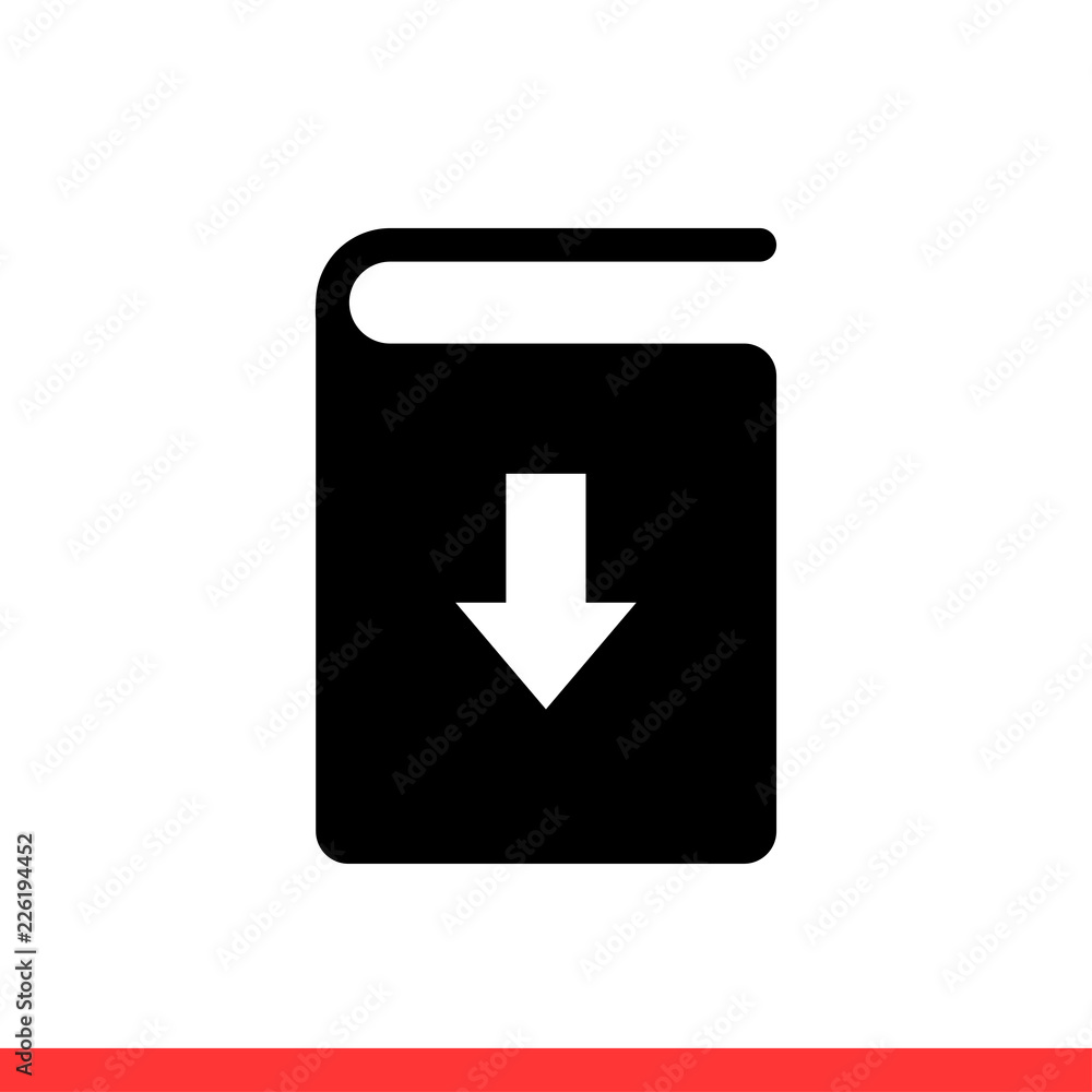 Download book vector icon, ebook symbol. Simple, flat design for web or mobile app Download book vector icon, ebook symbol. Simple, flat design for web or mobile app