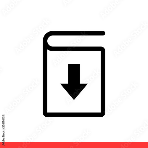 Download book vector icon, ebook symbol. Simple, flat design for web or mobile app