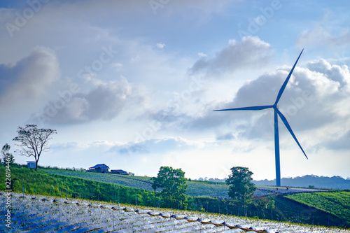Wind turbine on hills