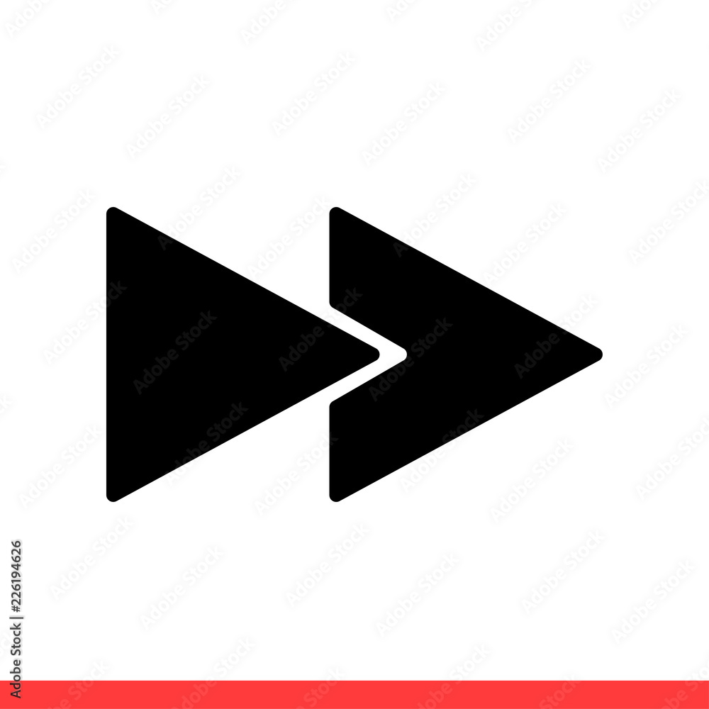 Fast forward vector icon, arrow symbol. Simple, flat design for web or mobile app Fast forward vector icon, arrow symbol. Simple, flat design for web or mobile app
