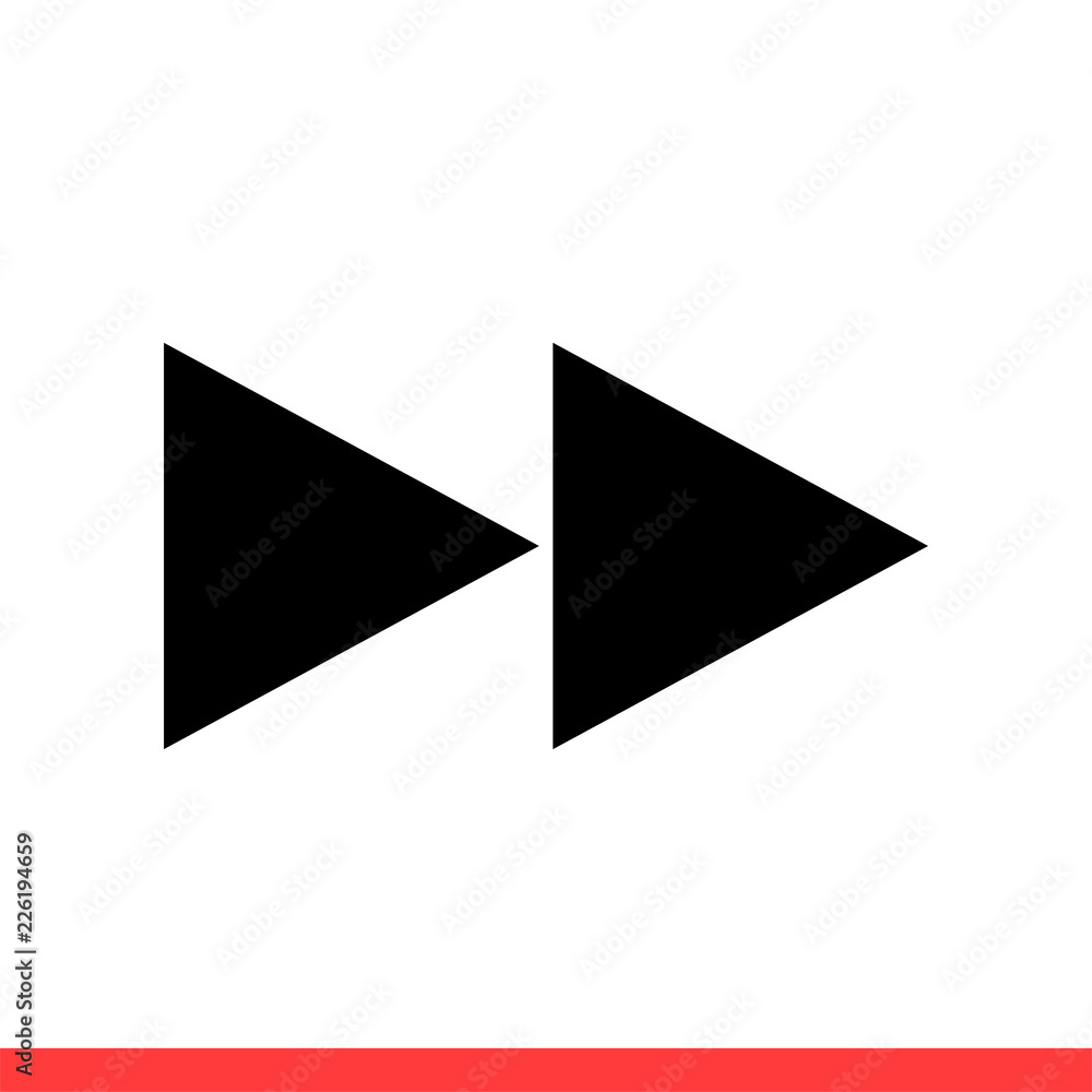 Fast forward vector icon, arrow symbol. Simple, flat design for web or mobile app Fast forward vector icon, arrow symbol. Simple, flat design for web or mobile app
