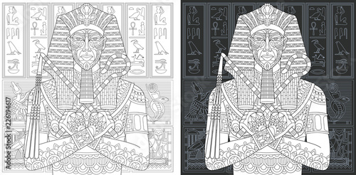 Obraz na plátně Egyptian pharaoh. Coloring Page. Coloring Book.