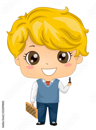 Kid Boy Chess Player Illust...