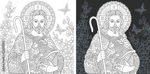 Jesus Christ. Coloring Page. Coloring Book.