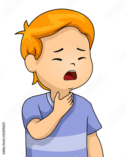 Kid Boy Sore Throat Illustration