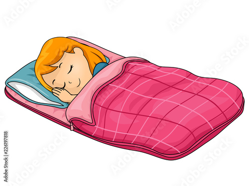 Kid Girl Sleeping Bag Illustration
