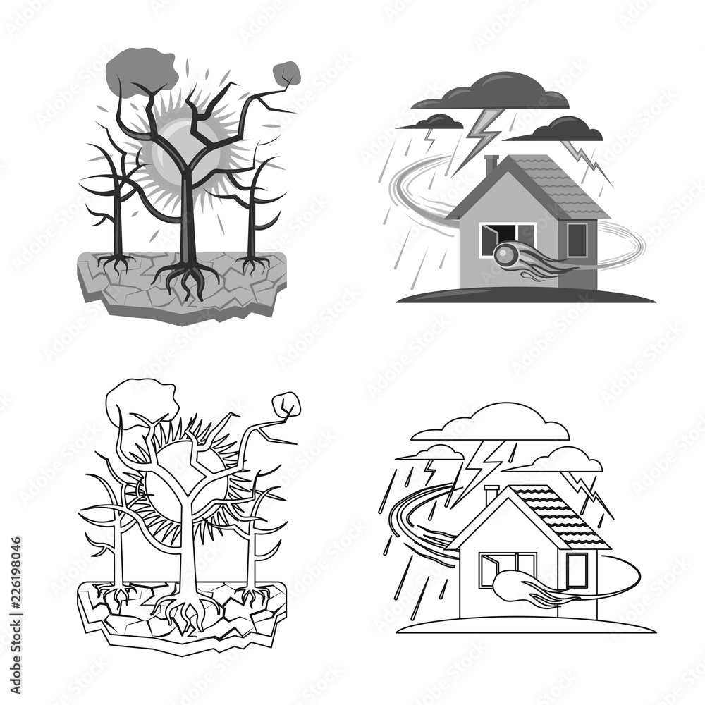 Vector design of natural and disaster logo. Collection of natural and risk stock symbol for web.