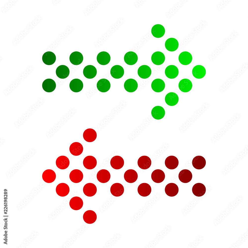 Set of dotted arrows. Vector illustration