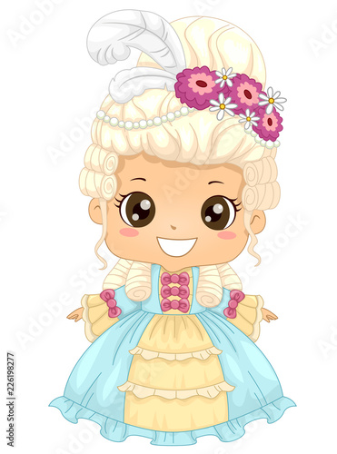 Kid Girl Victorian Dress Illustration