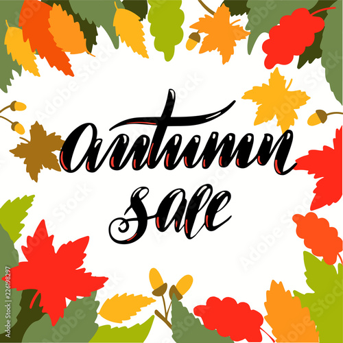 Autumn sale, banner, lettering photo