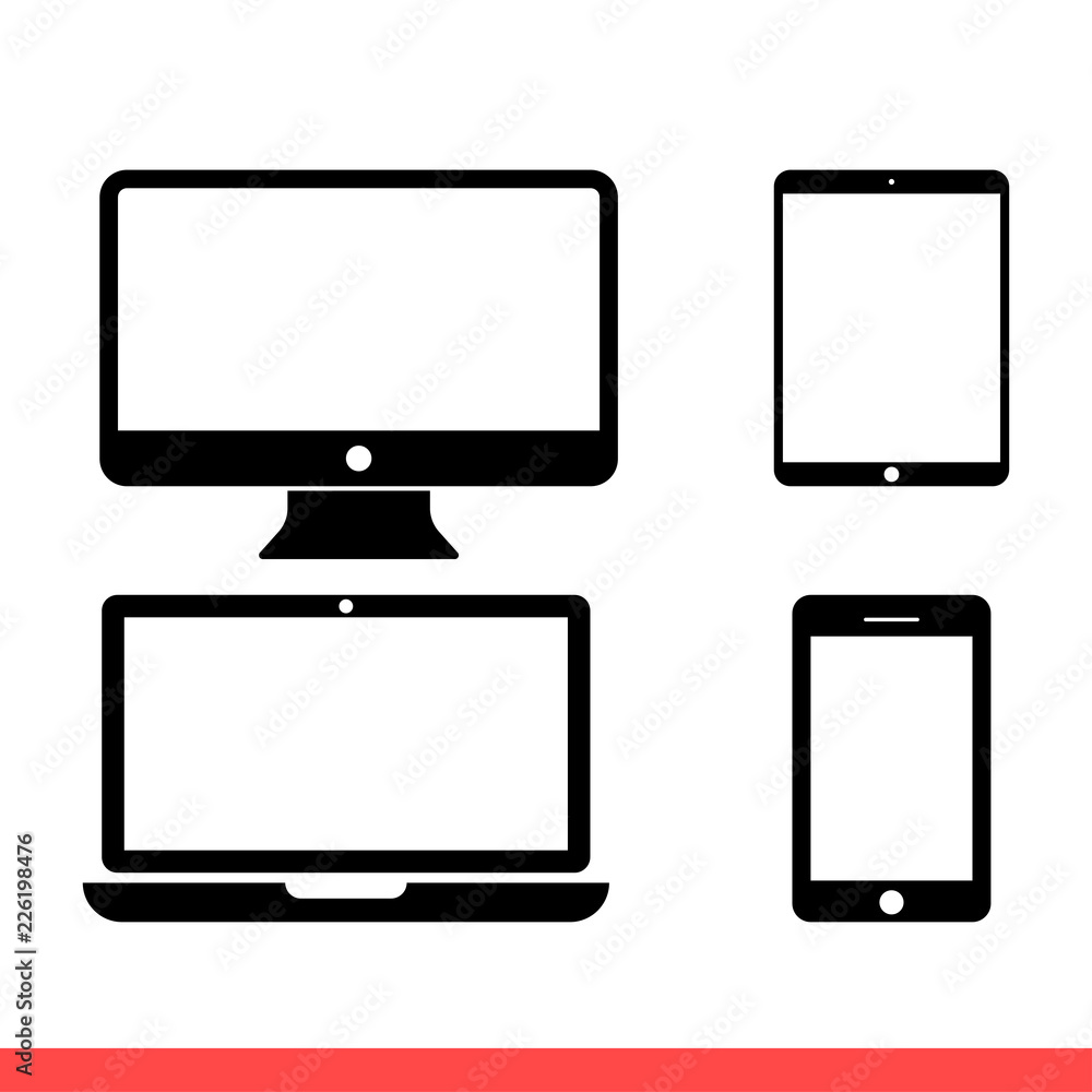 Responsive vector icon, computer symbol. Simple, flat design for web or mobile app Responsive vector icon, computer symbol. Simple, flat design for web or mobile app