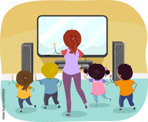 Stickman Kids Exergames Illustration