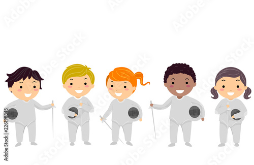Stickman Kids Fencing Outfit Illustration