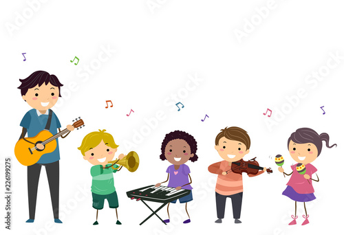 Stickman Kids Teacher Music Instruments