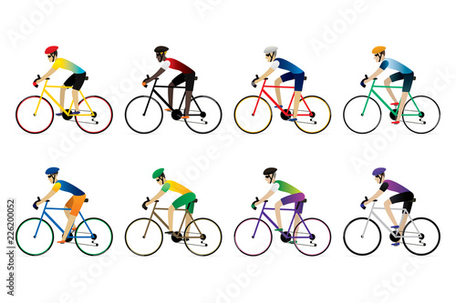 Athlete cyclist isolated on white background. Vector illustration of cycling sport concept