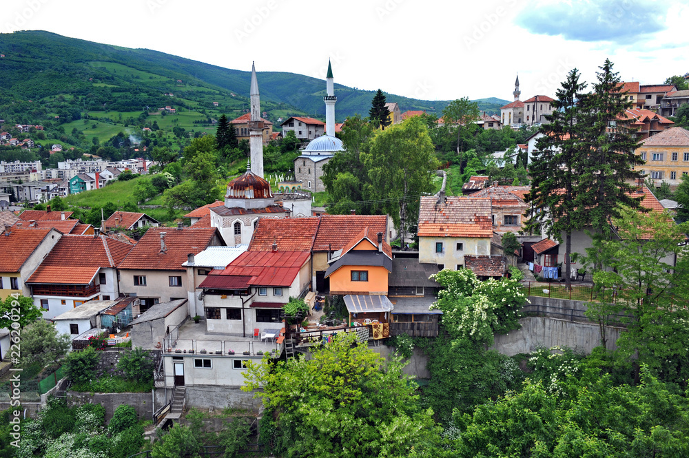 Stadtpanorama von Travnik, Zentralbosnien