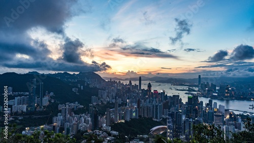 Night cityscape of Hong Kong from the Victoria peak.