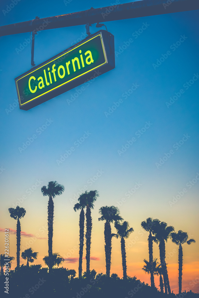 Fototapeta premium California Street Sign At Sunset